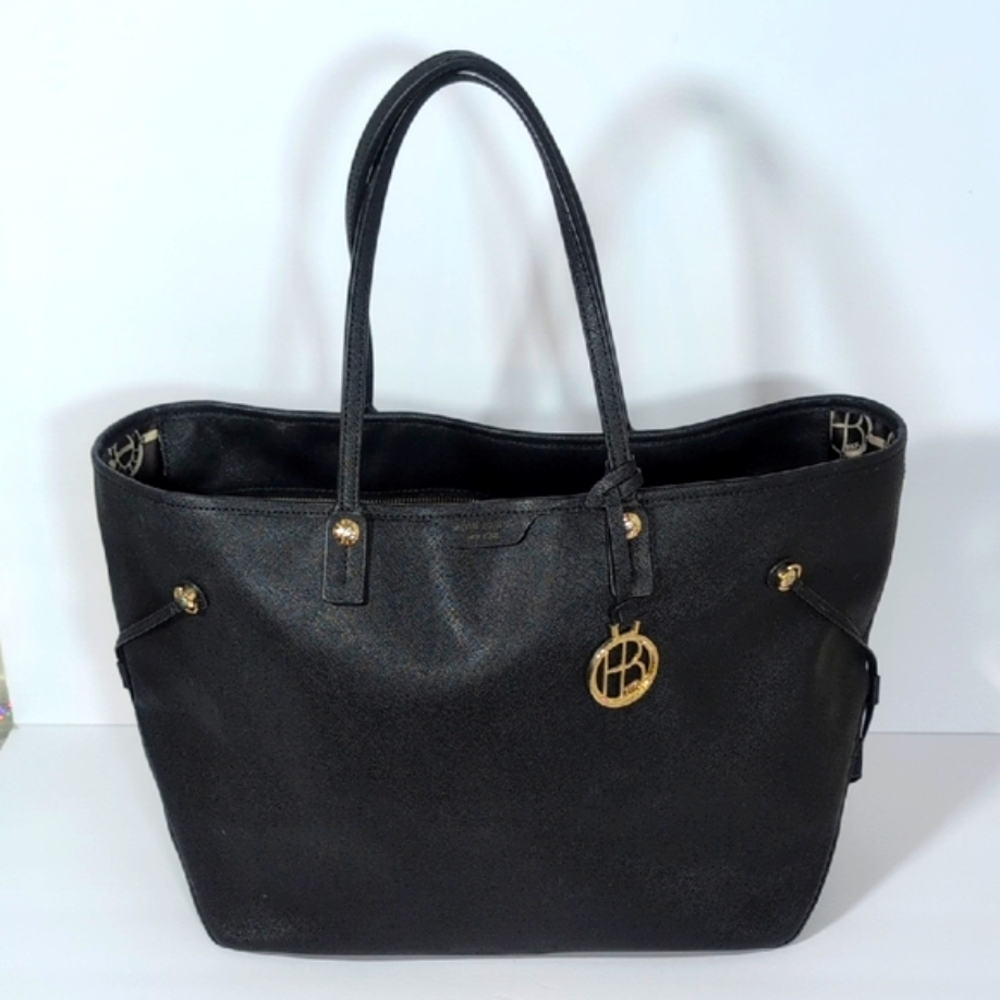 Henri Bendel Black Saffiano Leather Large Tote